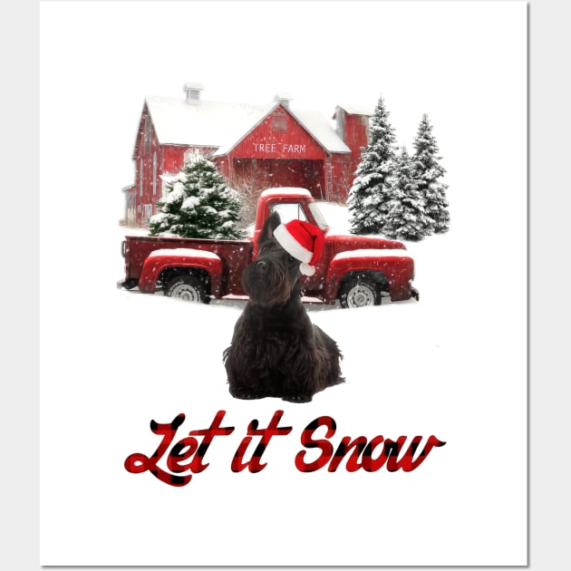 Scottish Terrier Let It Snow Tree Farm Red Truck Christmas Wall Art by Brodrick Arlette Store